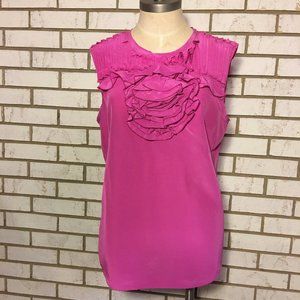 BCBG MaxAzria | Pink Ruffle Front Sleeveless Top L